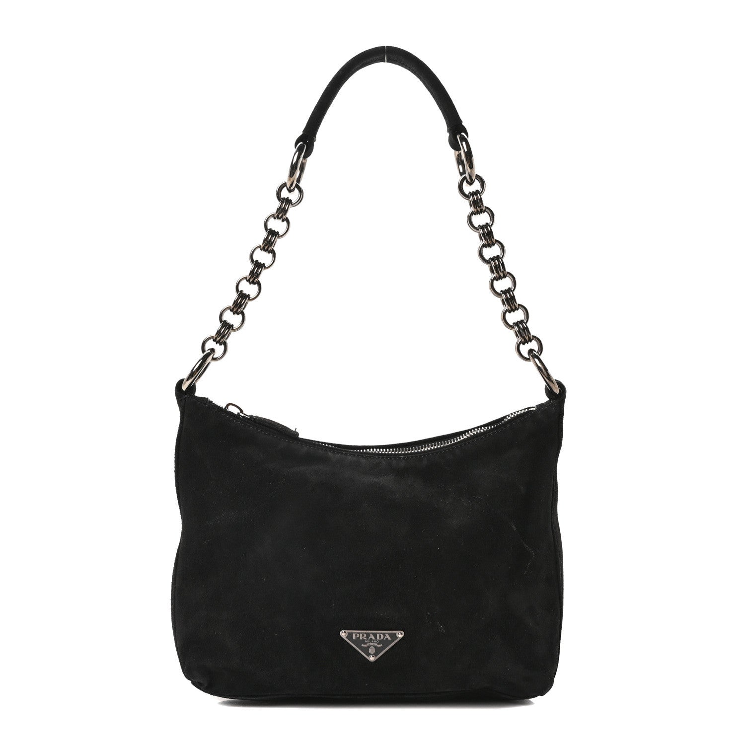 Prada Scamosciato Suede Shoulder Bag Black 1 of 10