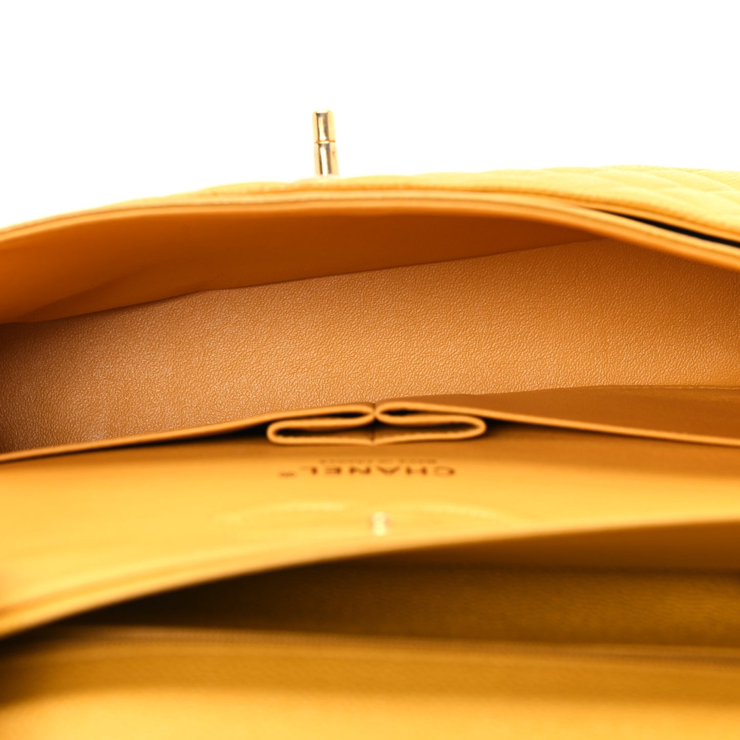 Caviar Quilted Medium Double Flap Yellow
