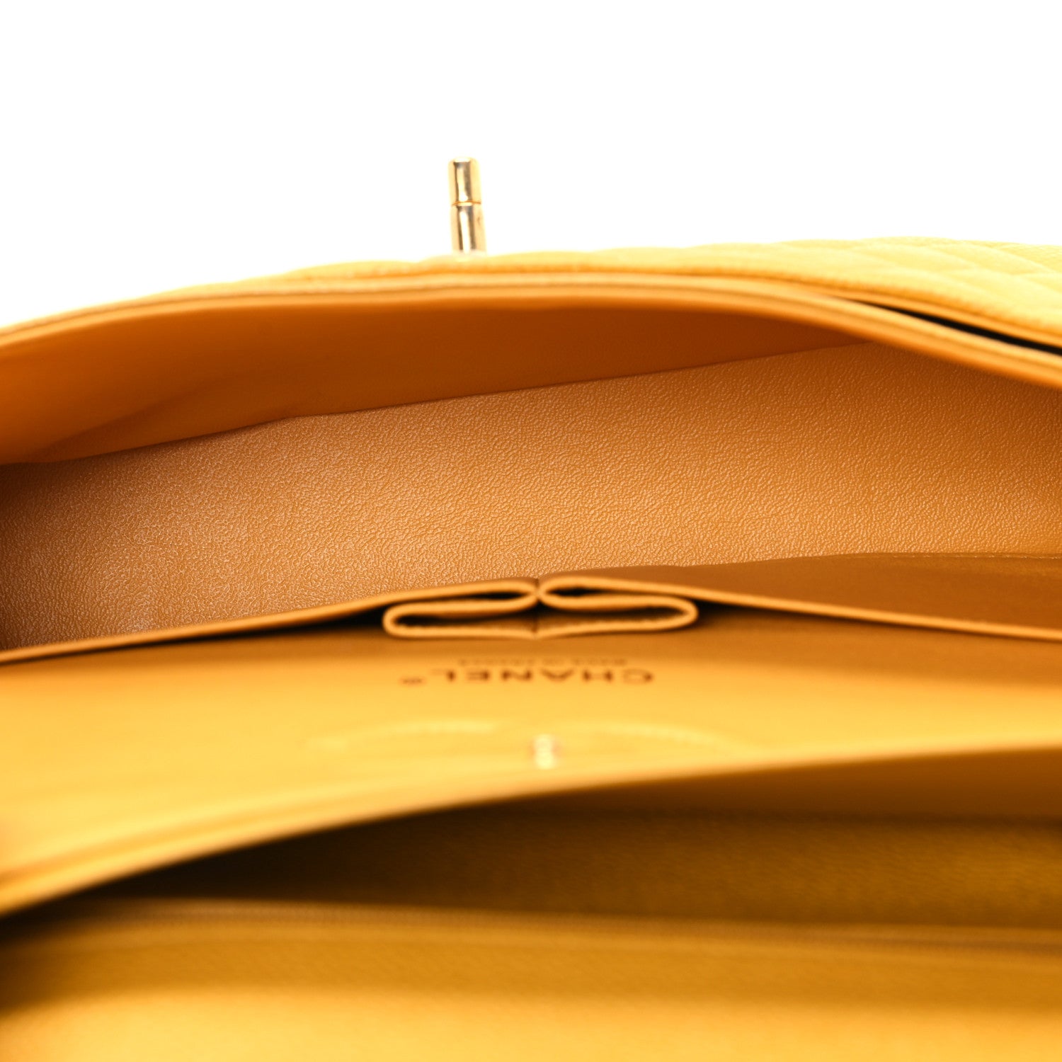 Chanel Caviar Quilted Medium Double Flap Yellow 5 of 11