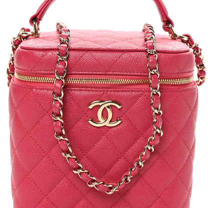 Chanel Caviar Quilted Small Top Handle Vanity Case With Chain Dark Pink 7 of 10