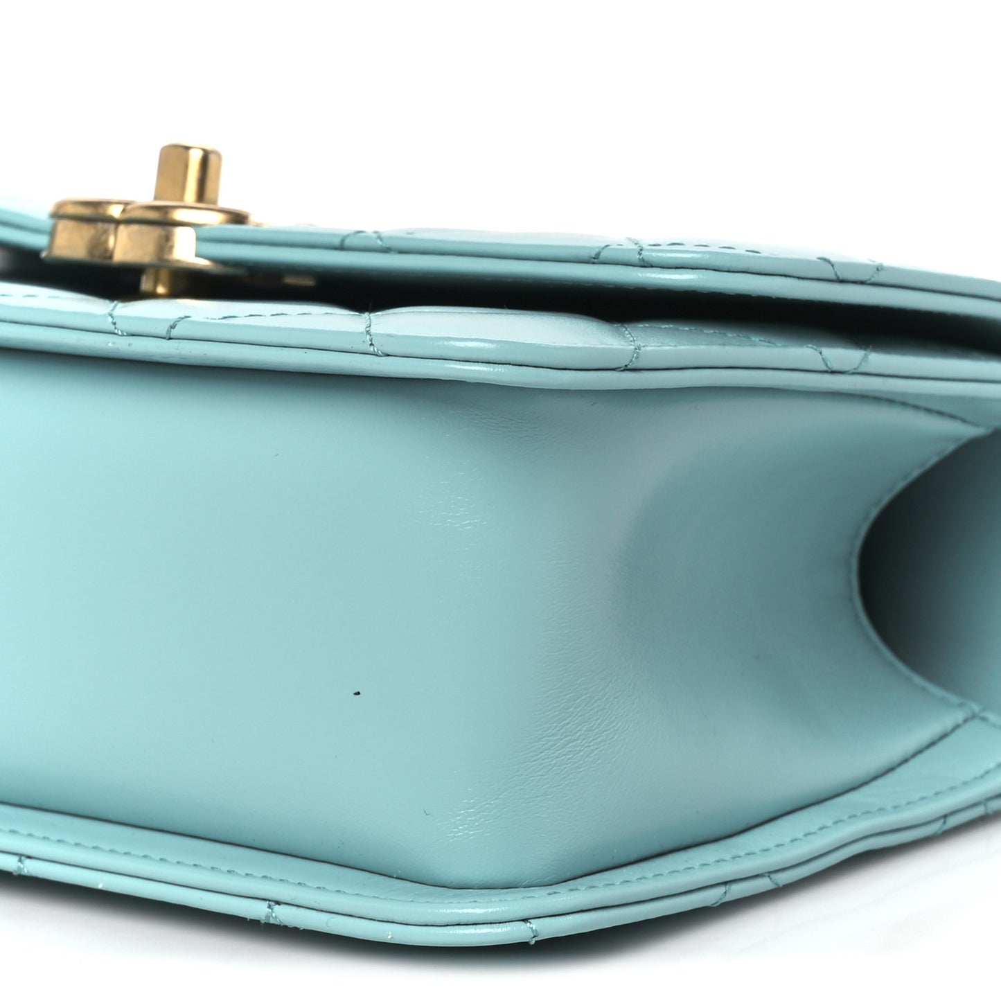 Calfskin Quilted Mini Perfect Fit Flap Turquoise