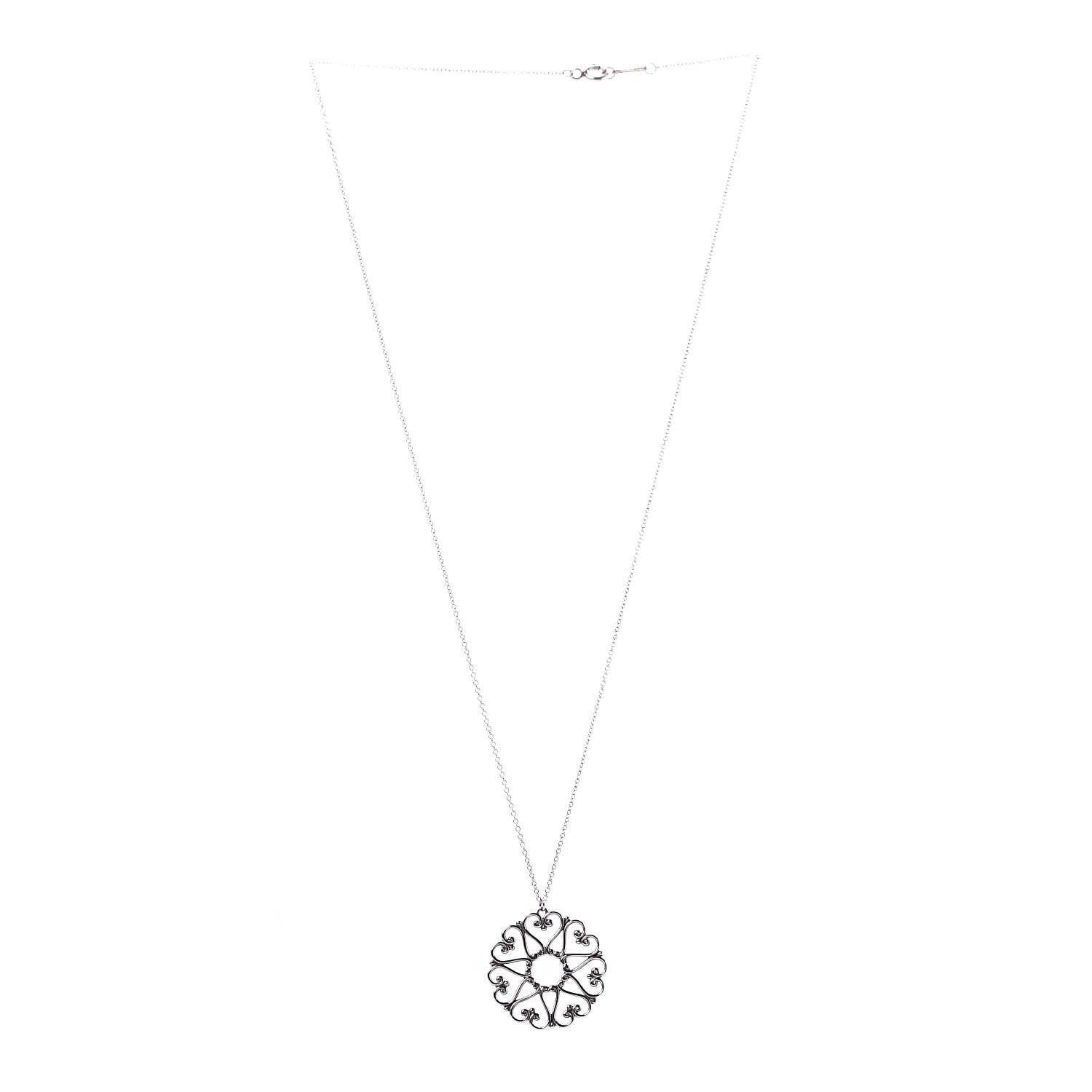 Tiffany Sterling Silver Paloma Picasso Hearts Medallion Pendant Necklace 3 of 7