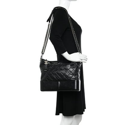 Chanel Aged Calfskin Quilted Large Gabrielle Hobo Black 2 of 13