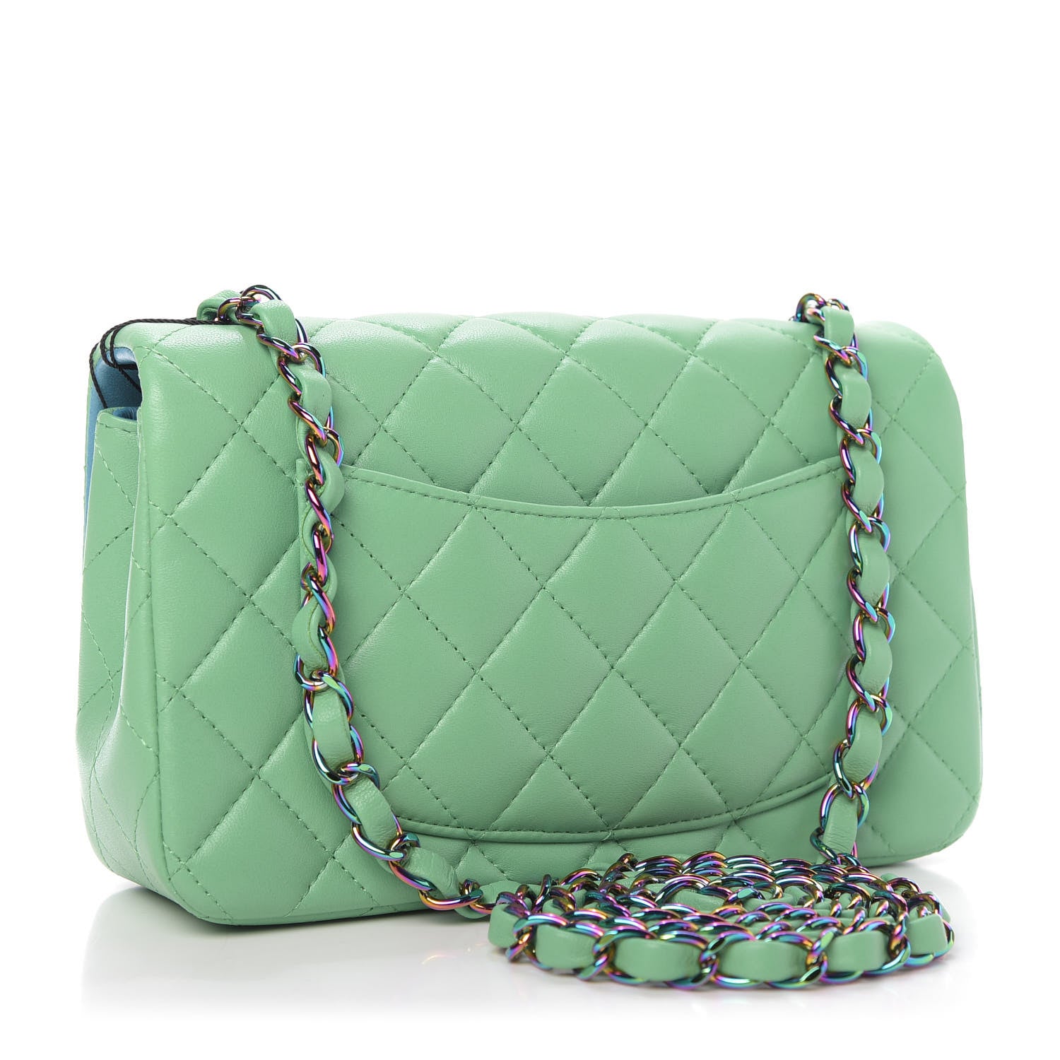 Chanel Lambskin Quilted Mini Rectangular Flap Green Blue 3 of 10