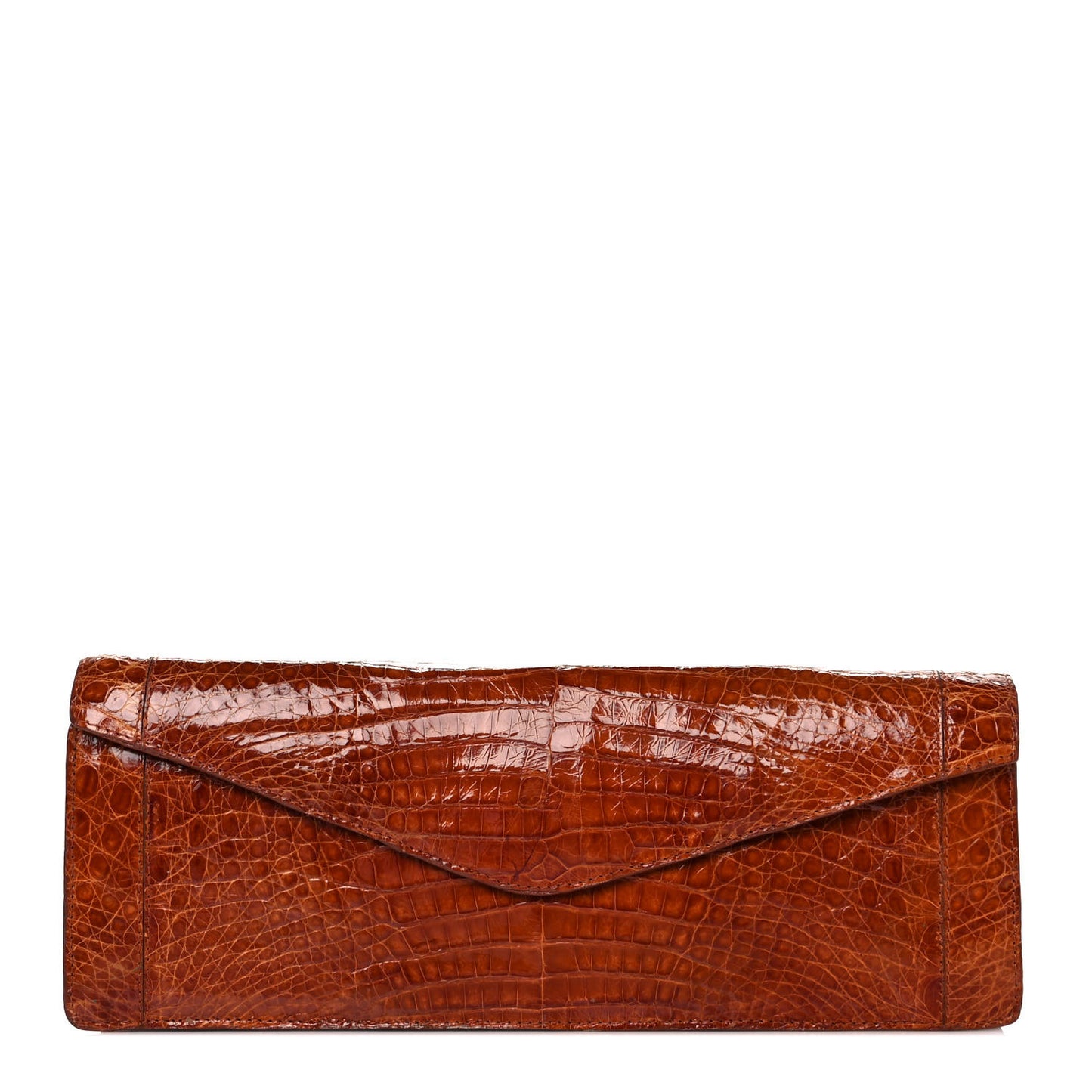 Crocodile Envelope Clutch Brown