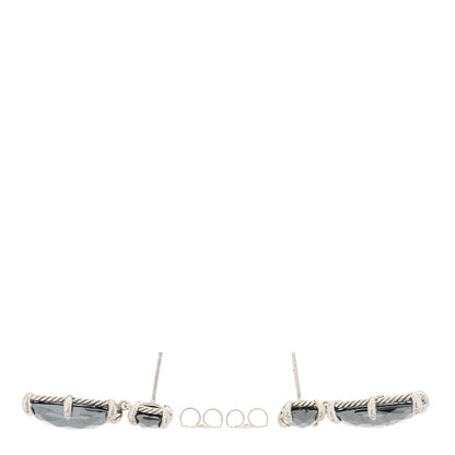 David Yurman Sterling Silver Diamond Hematite Elongated Drop Earrings 3 of 4