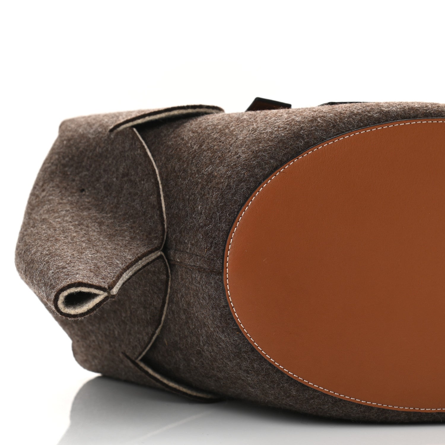 Loewe Calfskin Felt Elephant Basket Tote Brown Beige 9 of 10