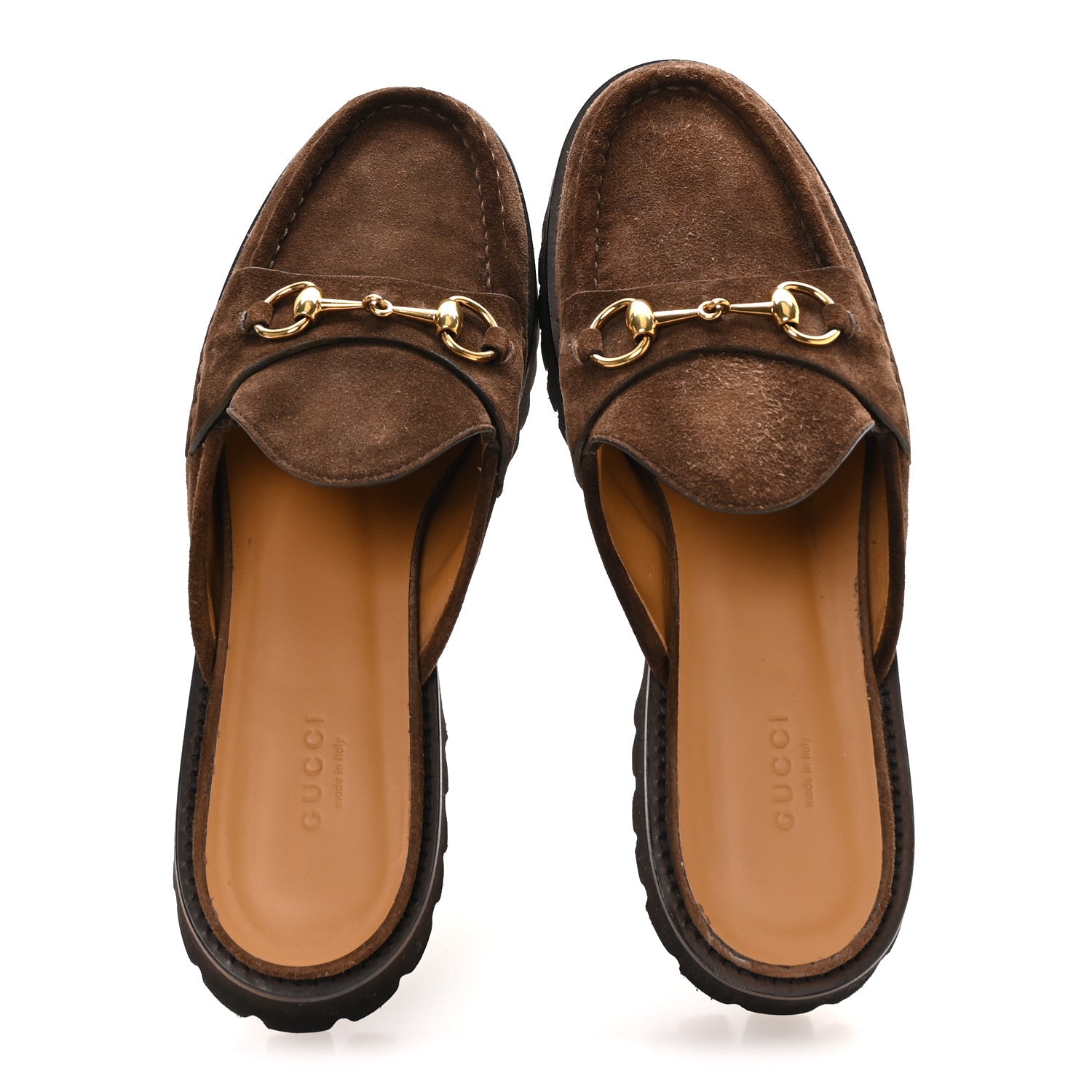 Gucci Suede Horsebit Platform Mules 40 Washed Brown 2 of 8