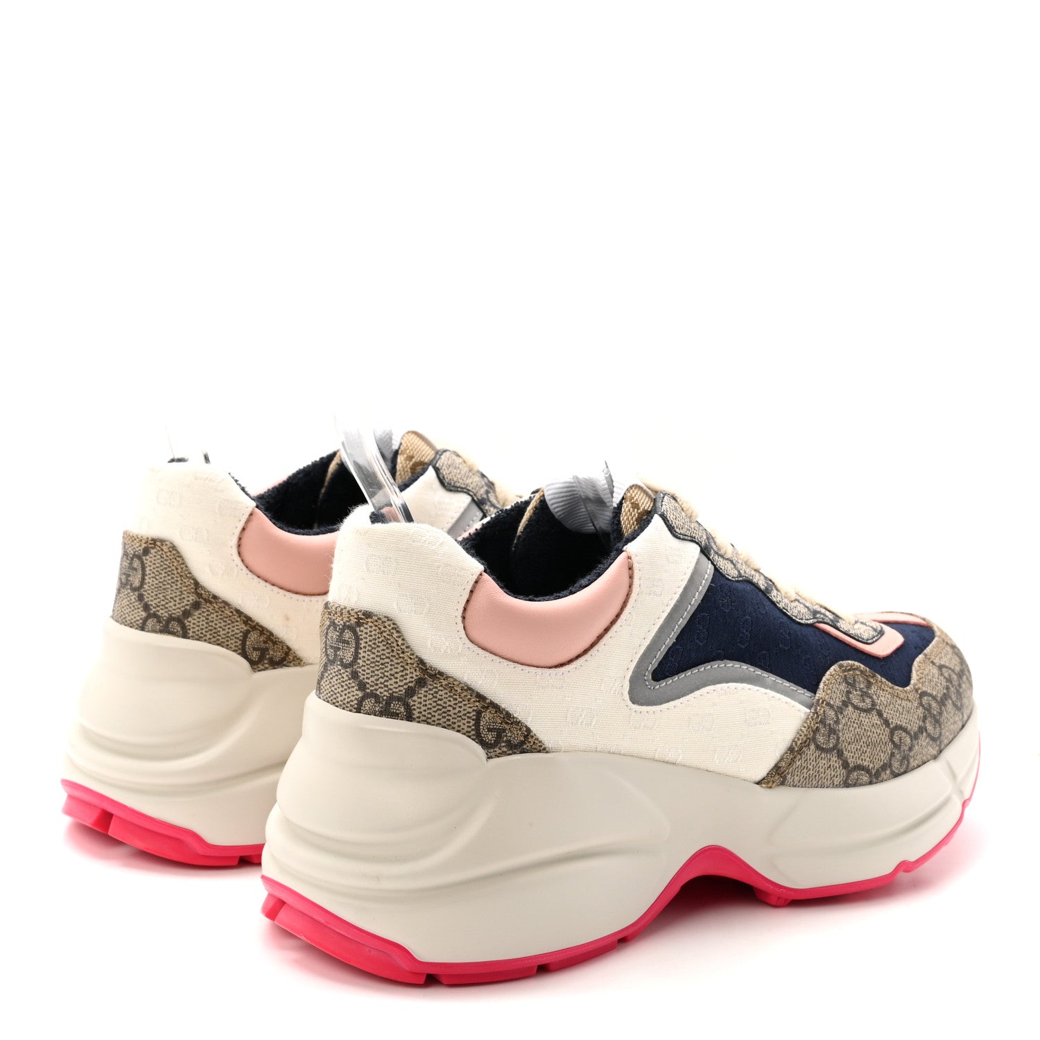 Gucci GG Supreme Monogram Mix Monogram Womens Rhyton Sneakers 35.5 London Blue Beige Pale Pink 5 of 9
