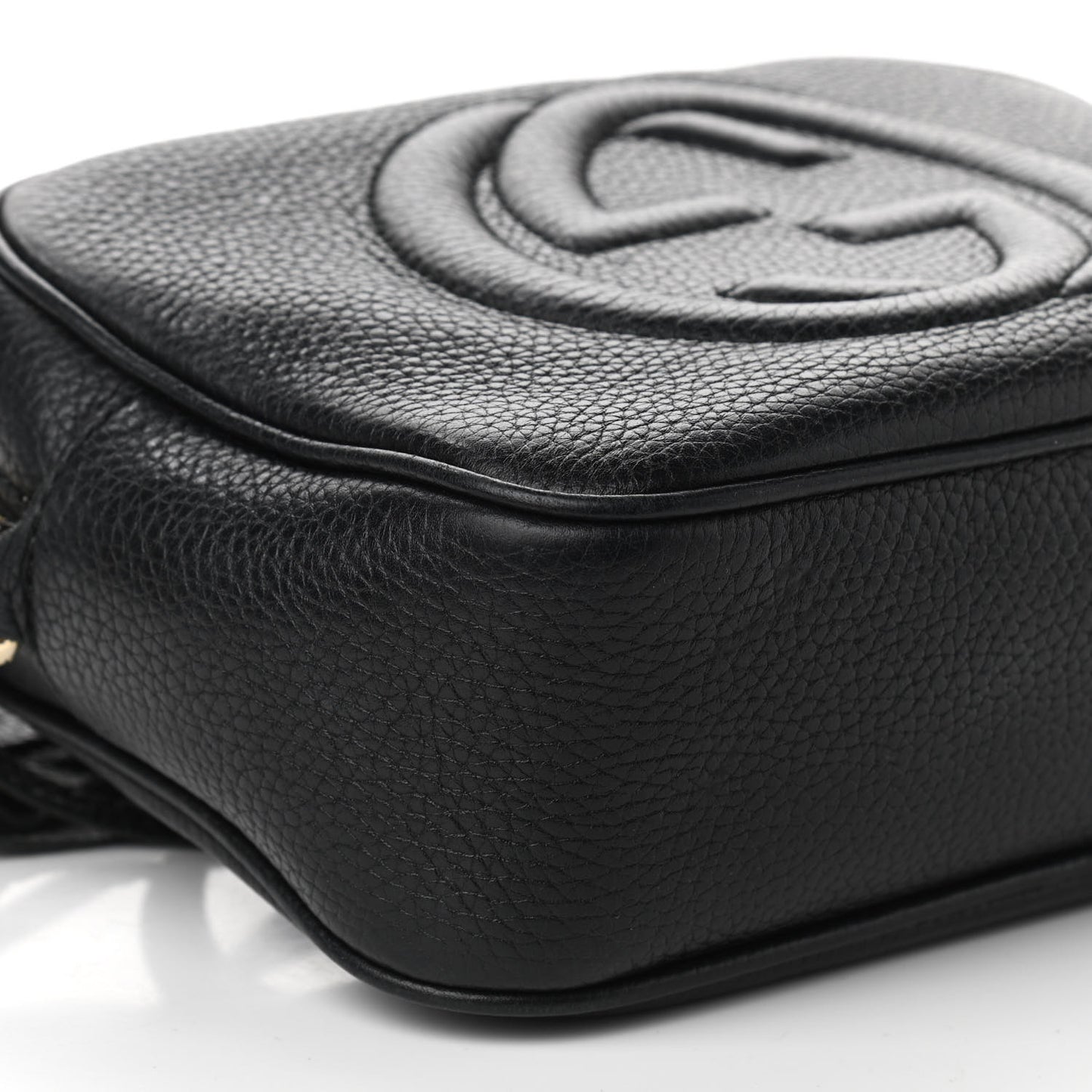 Pebbled Calfskin Small Soho Disco Bag Black