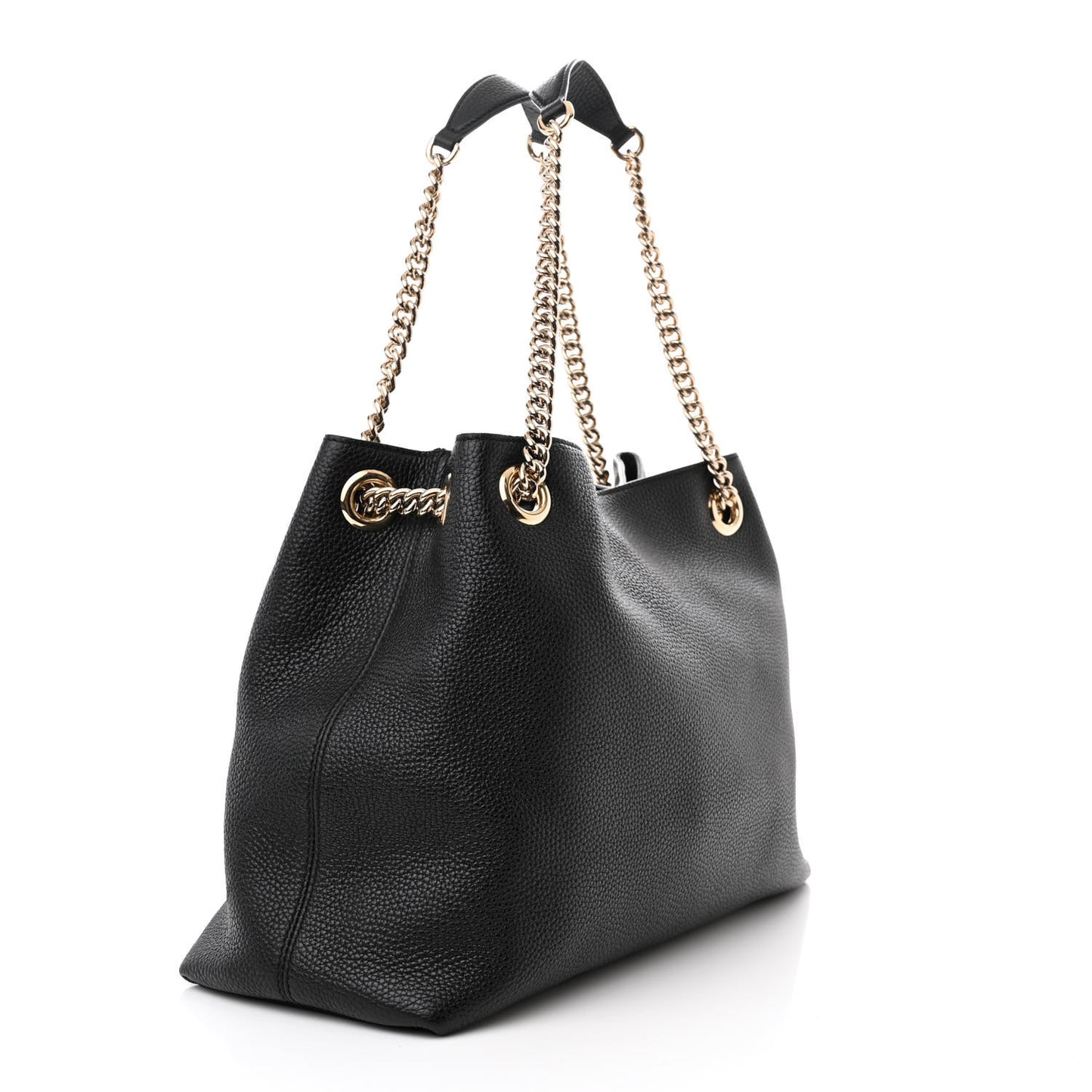 Pebbled Calfskin Medium Soho Chain Shoulder Bag Black