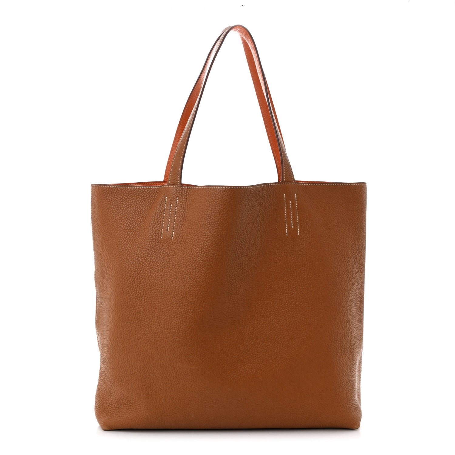 Hermes Taurillon Clemence Double Sens 45 Reversible Tote Orange Gold 1 of 22