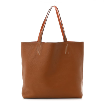 Hermes Taurillon Clemence Double Sens 45 Reversible Tote Orange Gold 1 of 22