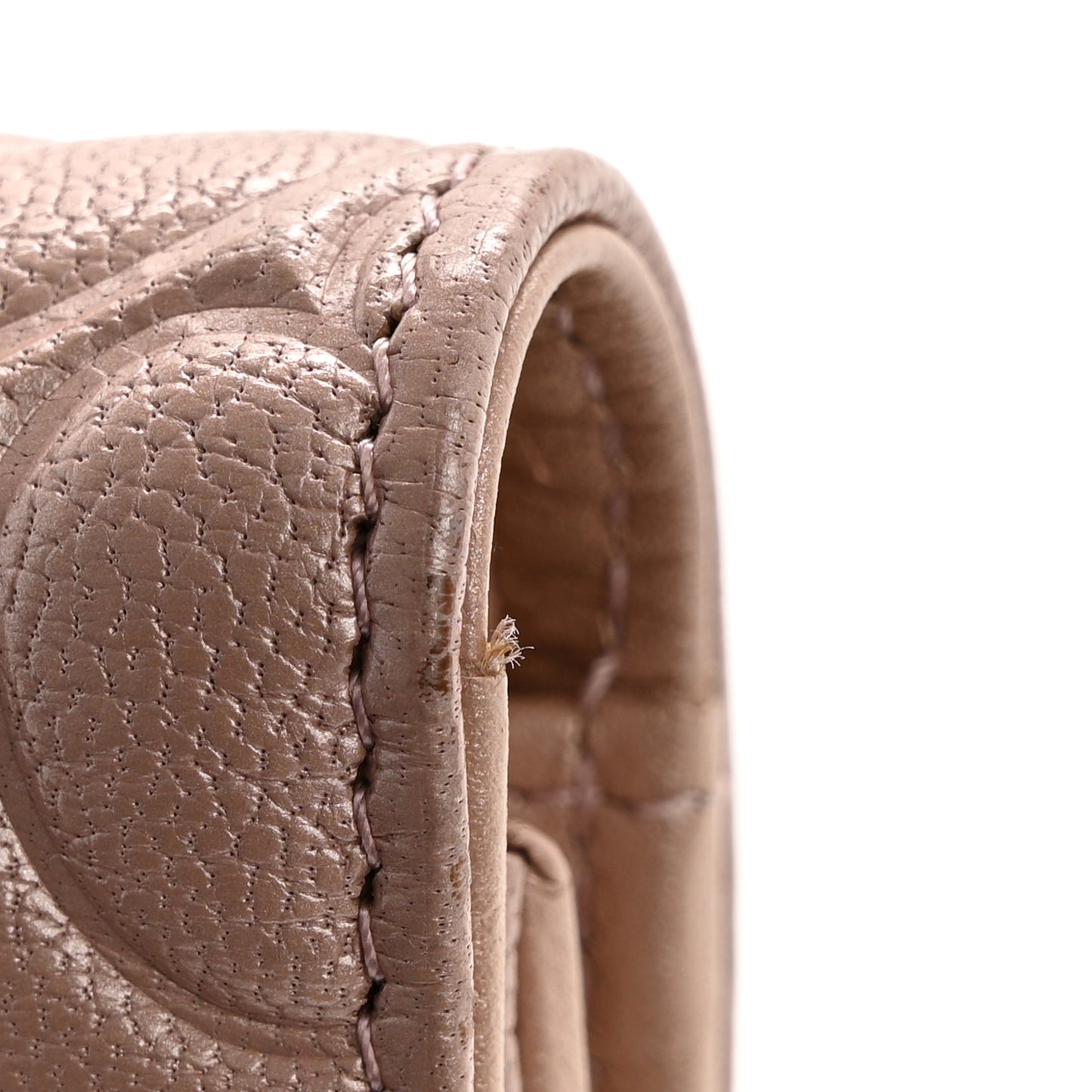 Goatskin Camellia Embossed Compact Wallet Pink