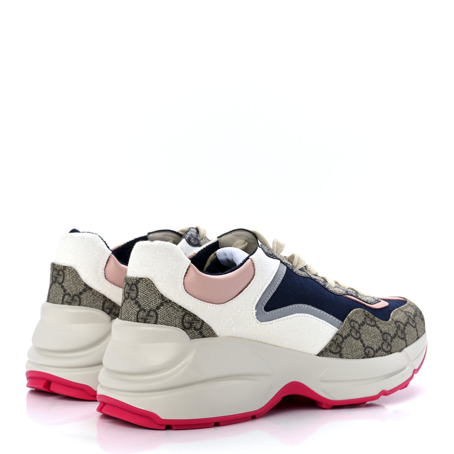 GG Supreme Monogram Mix Monogram Womens Rhyton Sneakers 39.5 London Blue Beige Pale Pink