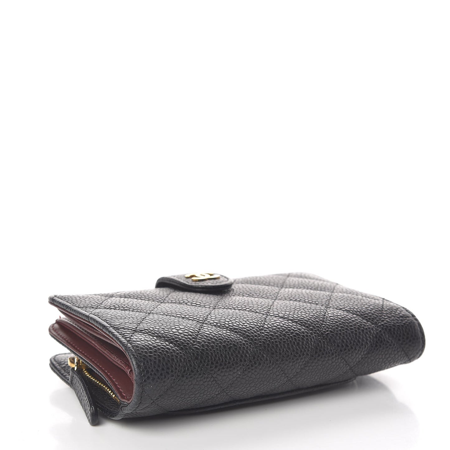 Caviar Quilted Zipped Pocket Wallet Black