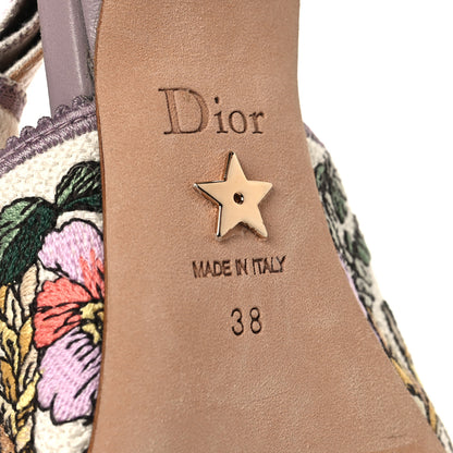 Christian Dior Canvas Embroidered Voyage Cotton Ribbon J'Adior Slingback 65mm Pumps 38 Poudre Multicolor 8 of 9