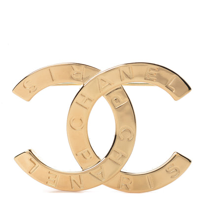 Chanel Metal Paris Button CC Large Brooch Gold 1 of 4