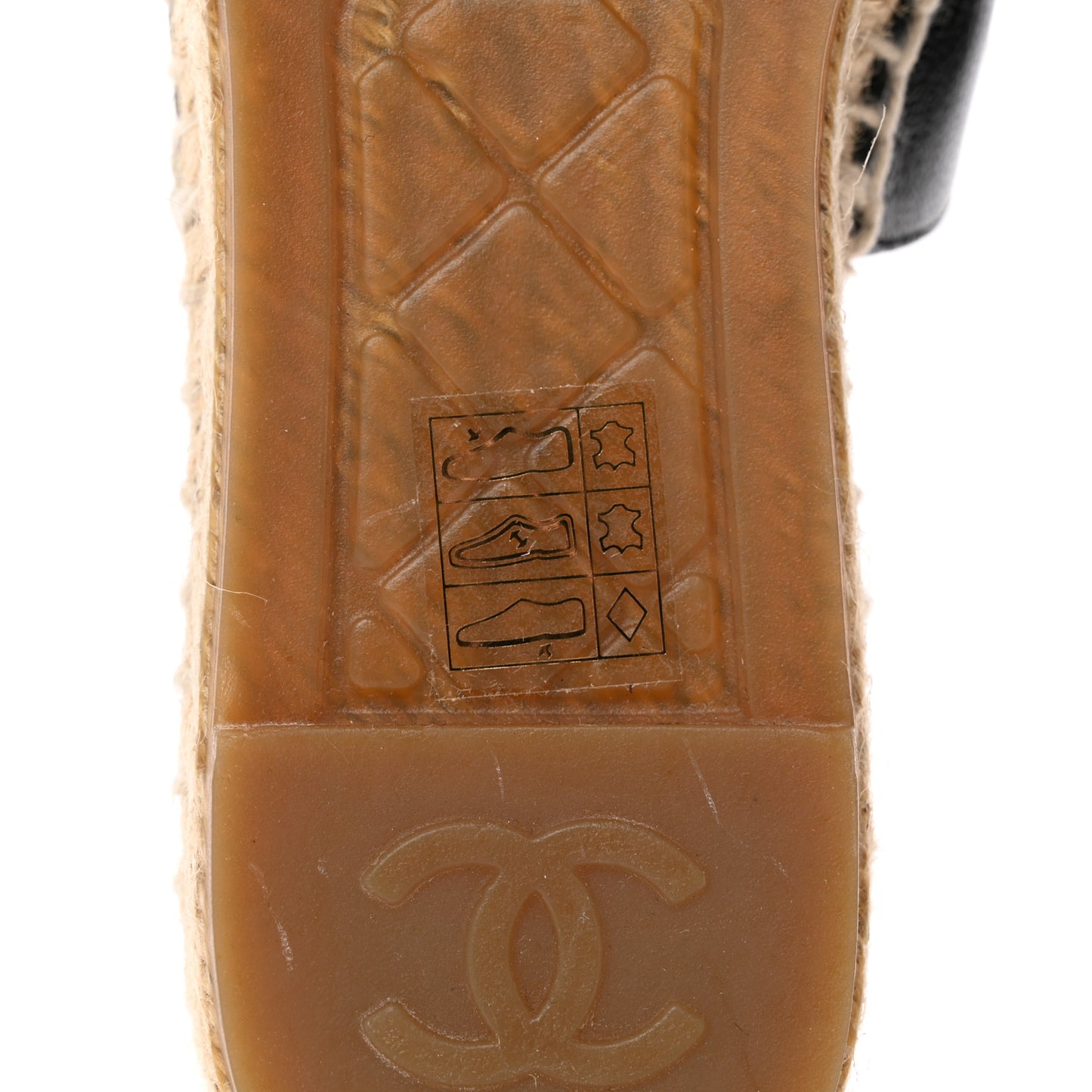 Iridescent Goatskin Patent CC Espadrille Mules 37 Black