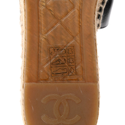 Chanel Iridescent Goatskin Patent CC Espadrille Mules 37 Black 7 of 15