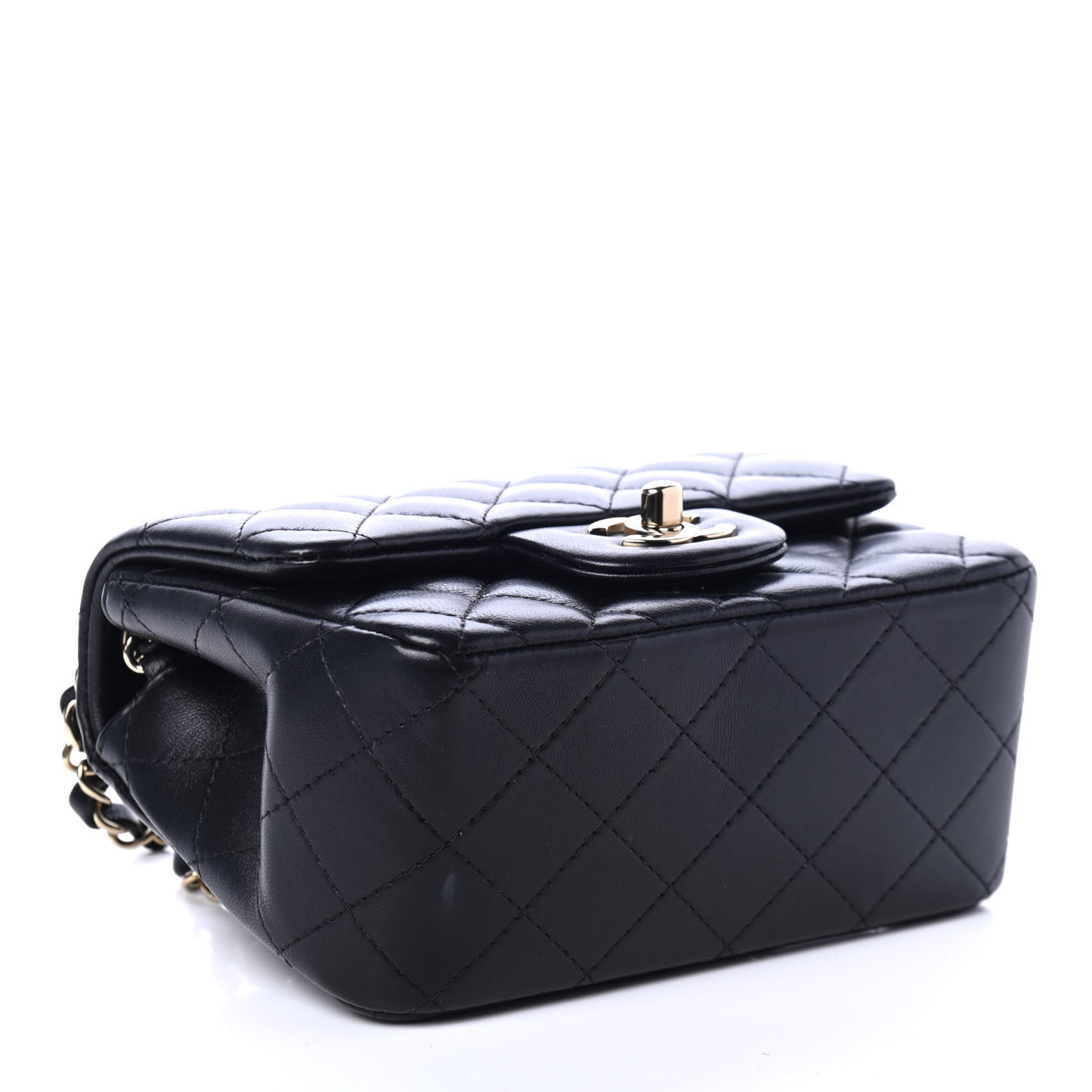 Lambskin Quilted Mini Square Flap Black