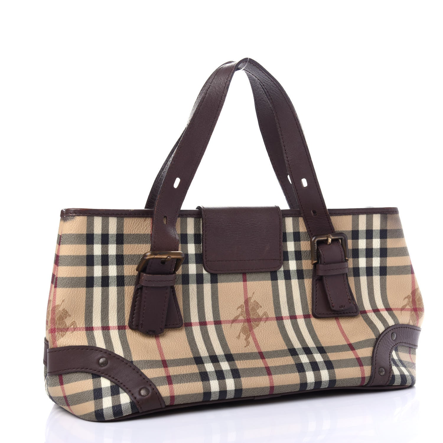 Burberry Haymarket Check Buckle Satchel Chocolate 3 of 11