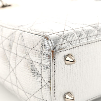 Christian Dior Metallic Grained Calfskin Cannage Small Lucky Badges My Lady Dior Silver 14 of 14
