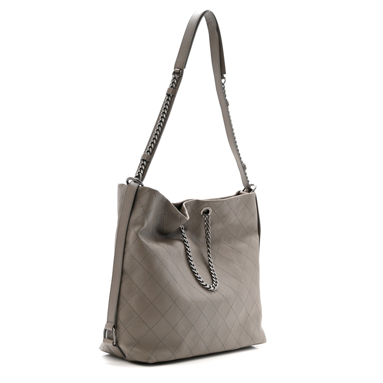 Chanel Calfskin Stitched Large Hobo Grey 3 of 12