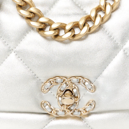 Chanel Metallic Lambskin Quilted Medium Chanel 19 Flap Silver 9 of 11