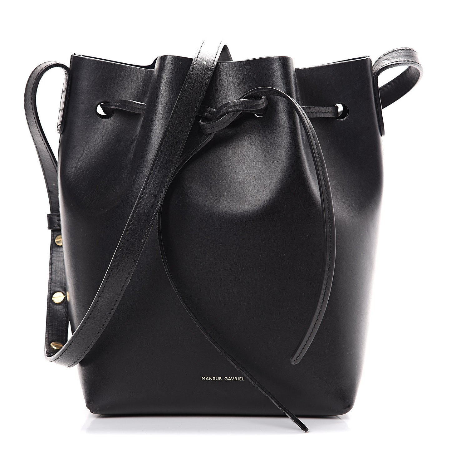 Vegetable Tanned Calfskin Mini Bucket Bag Black Blu