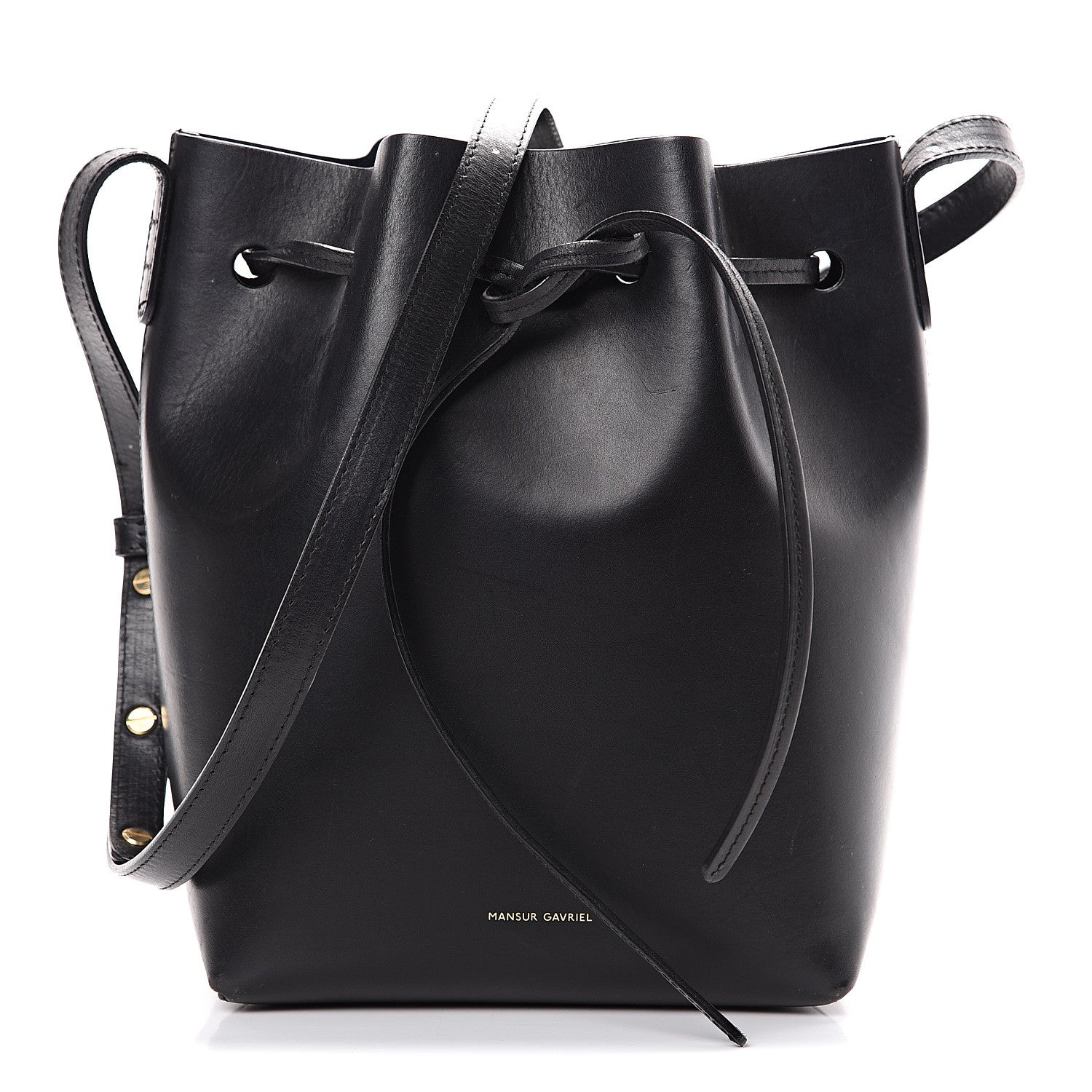 Mansur Gavriel Vegetable Tanned Calfskin Mini Bucket Bag Black Blu 1 of 16