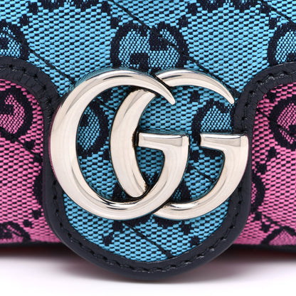 Gucci Monogram Multicolor Matelasse Diagonal Super Mini GG Marmont Shoulder Bag Light Blue Pink Blue Green Red 7 of 9