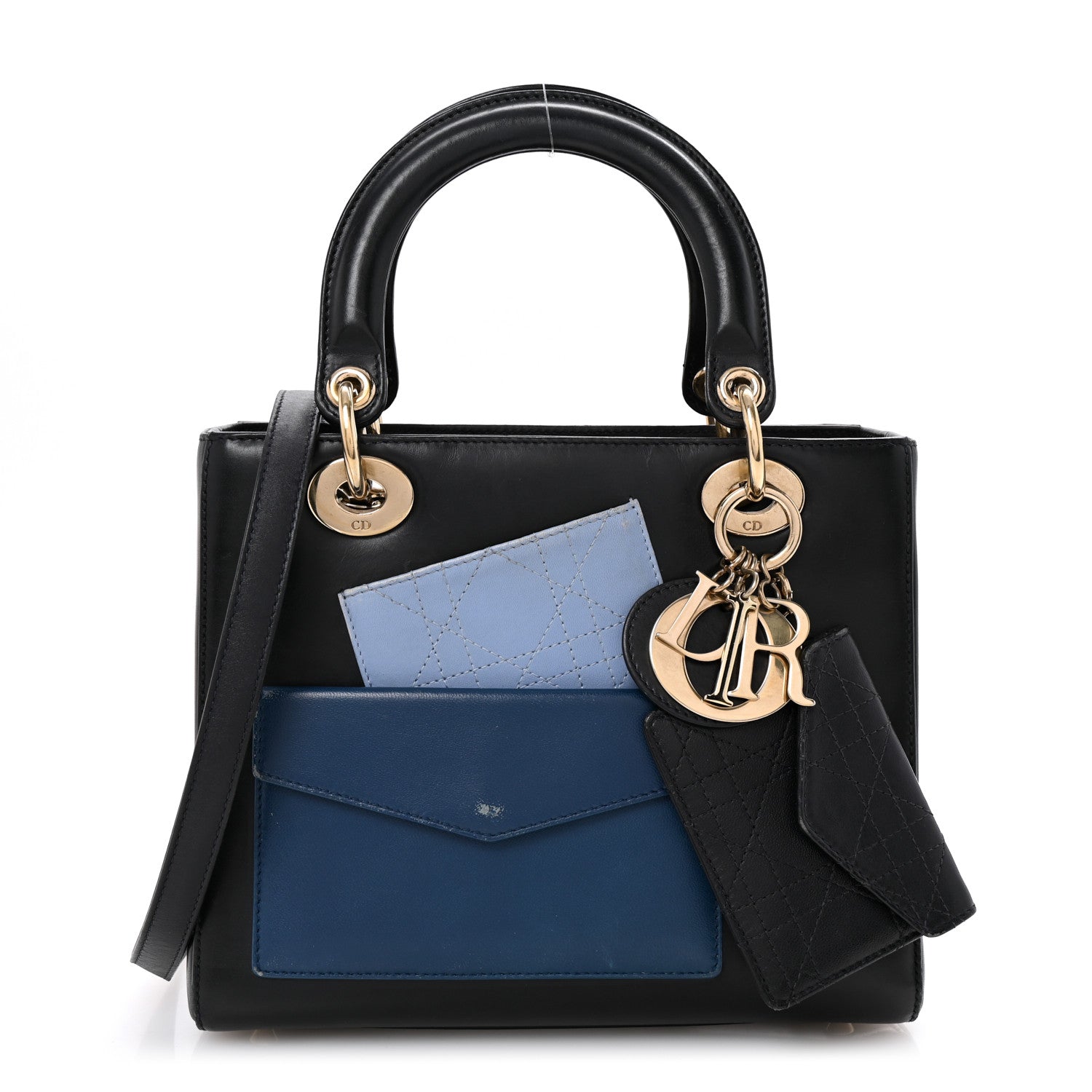 Christian Dior Calfskin Pockets Medium Lady Dior Blue 1 of 12