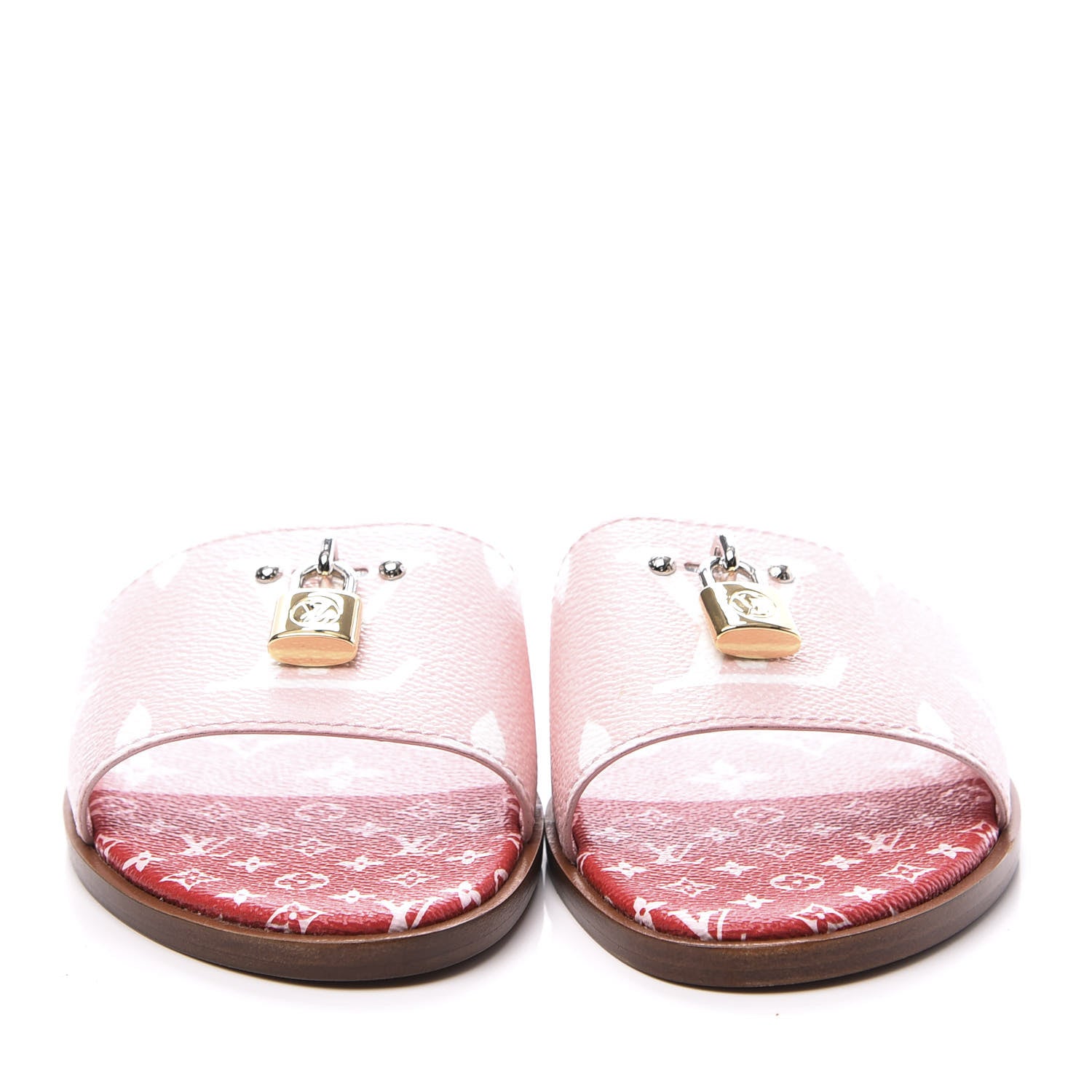 Louis Vuitton Monogram Giant Lock It Flat Mule 38.5 Rouge Rose 3 of 11