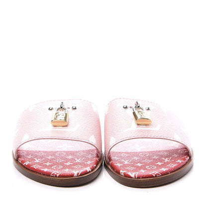 Louis Vuitton Monogram Giant Lock It Flat Mule 38.5 Rouge Rose 3 of 11