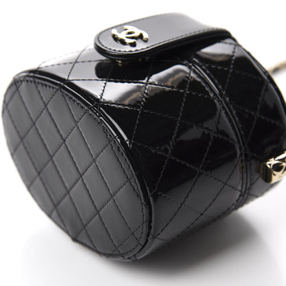 Chanel Patent Quilted Round Small Vanity With Chain Black 7 of 12