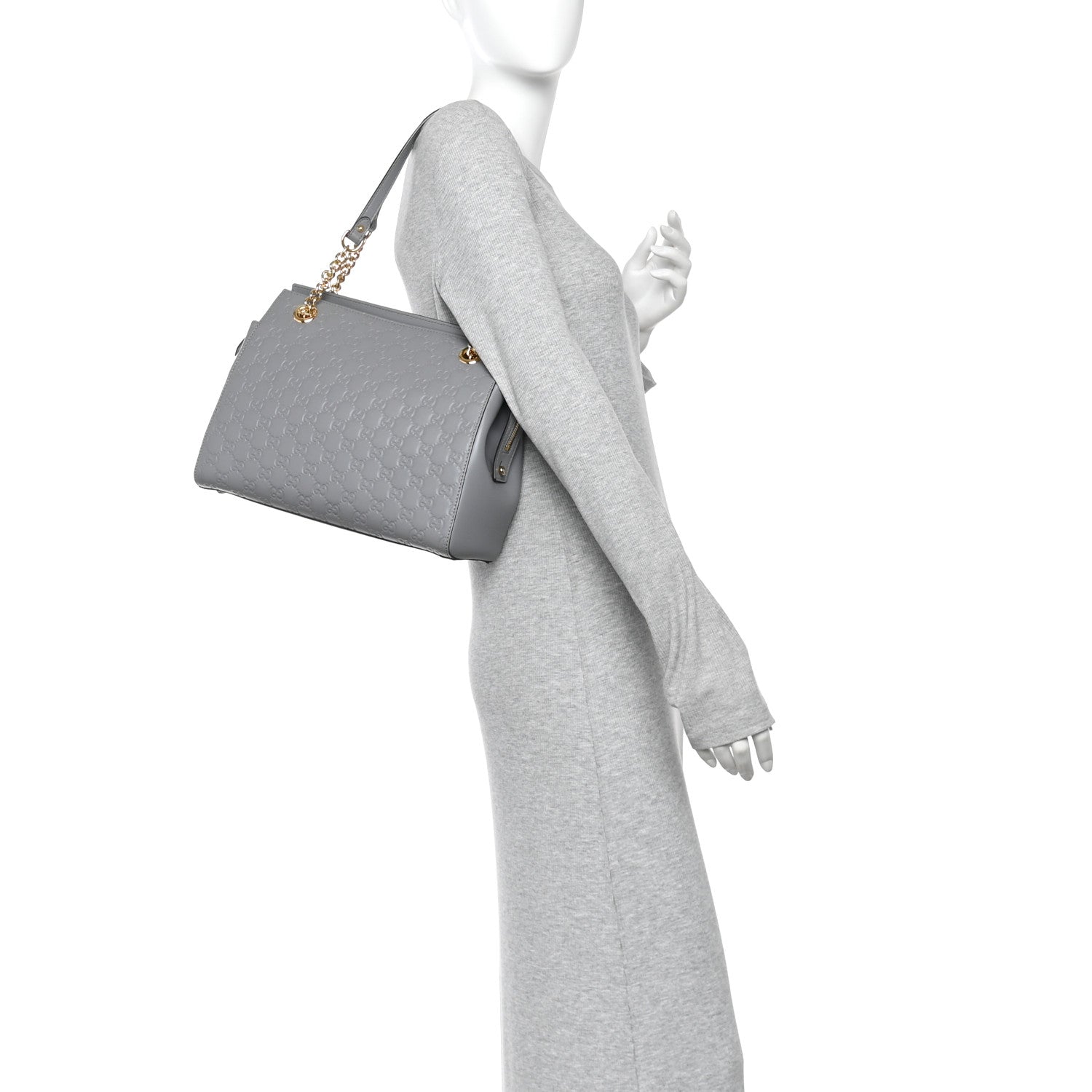 Gucci Soft Guccissima Signature Medium Shoulder Tote Bag Deep Grey 2 of 10