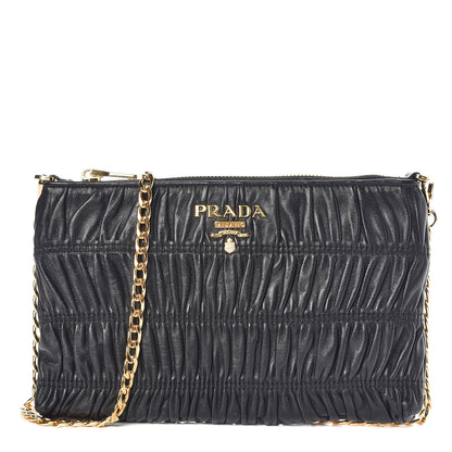 Prada Nappa Gaufre Chain Shoulder Bag Black 1 of 9