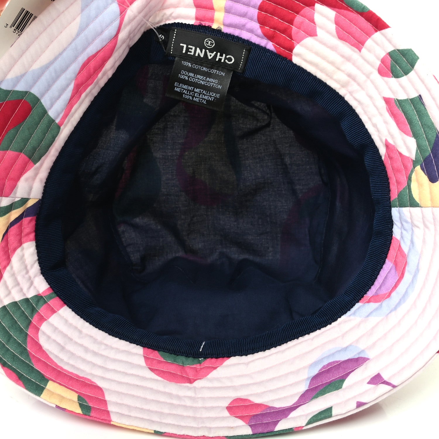 Chanel Cotton Camo Print Bucket Hat S Pink Green Yellow Purple 4 of 5