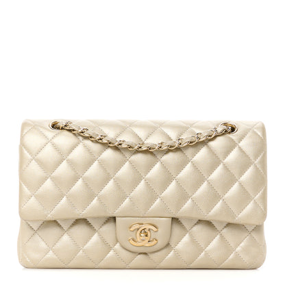 Chanel Metallic Caviar Quilted Medium Double Flap Light Gold 1 of 12