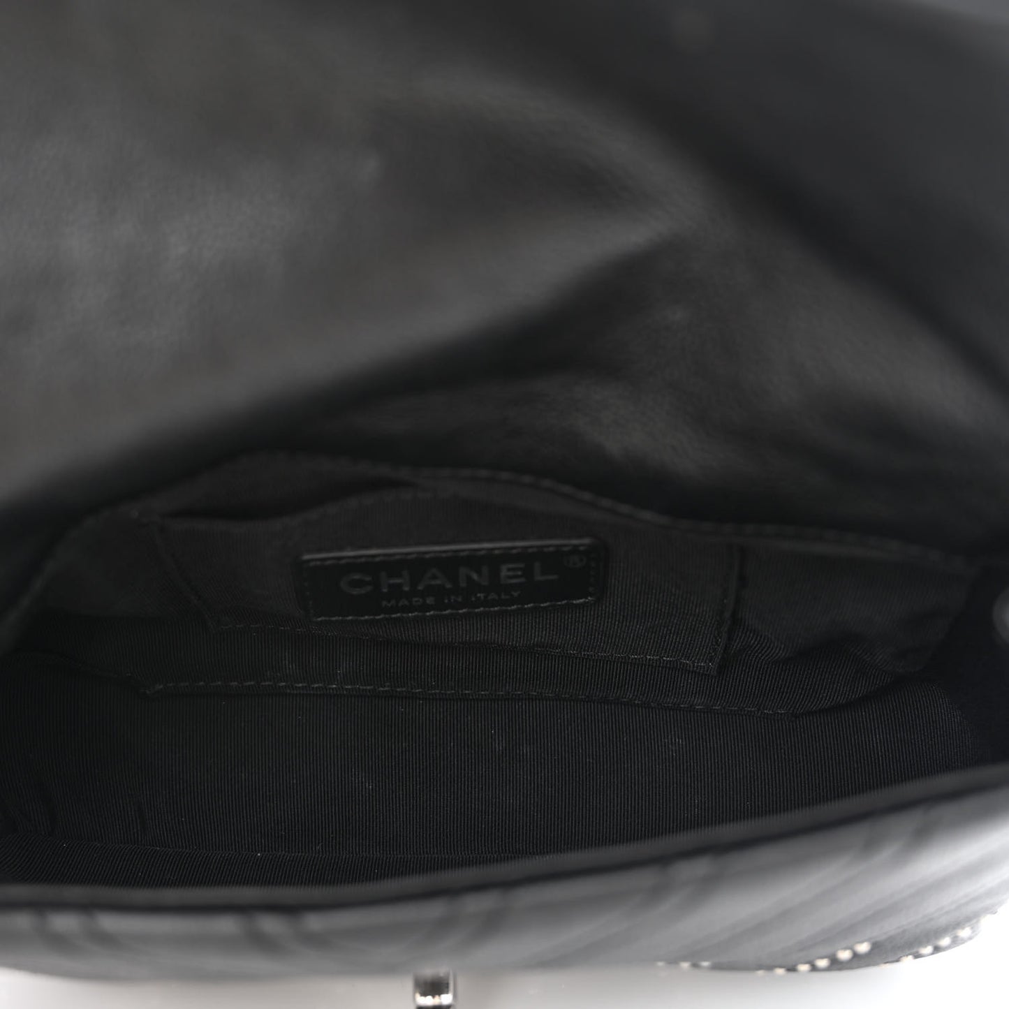 Calfskin Studded Chevron Stud Wars Waist Bag Black