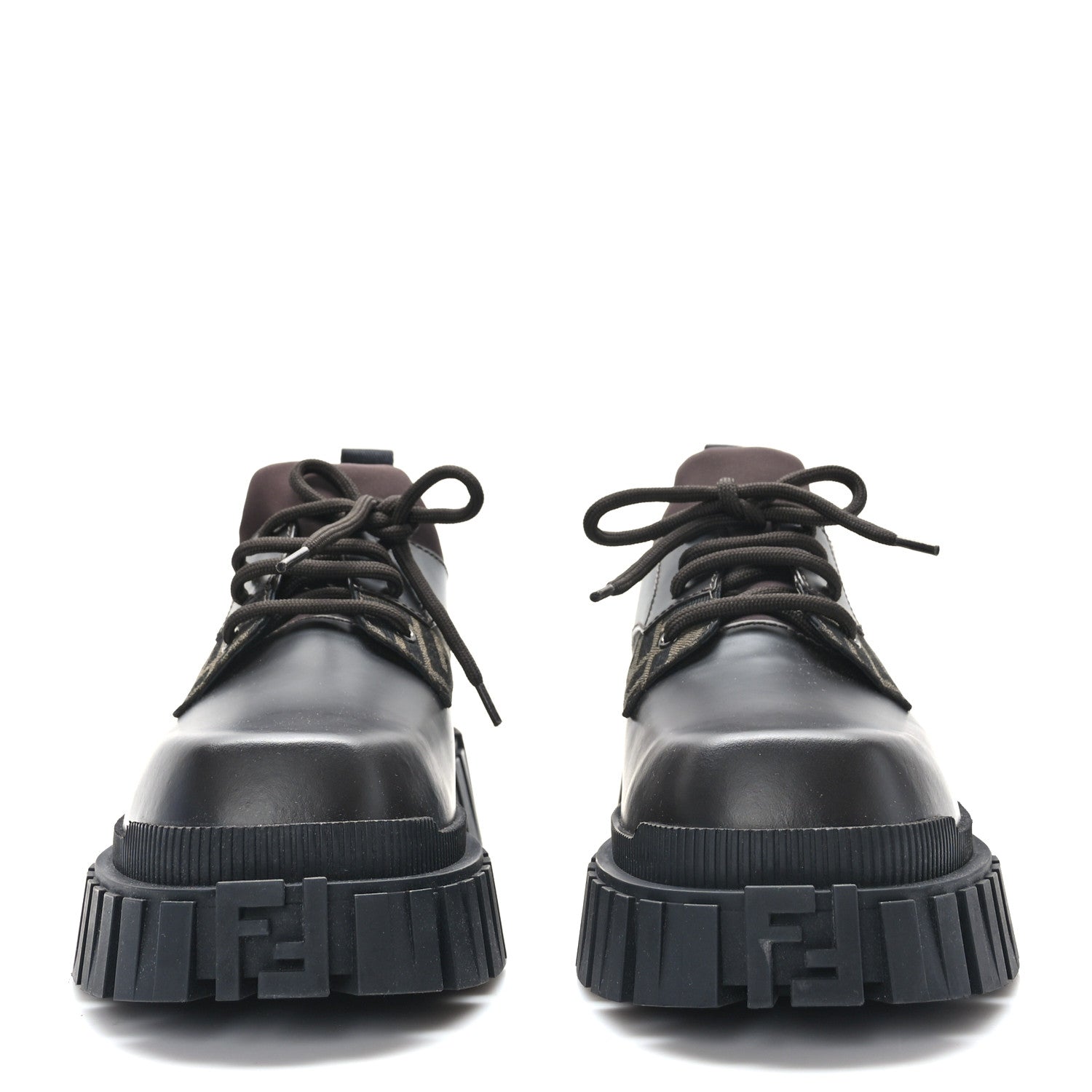 Fendi Vitello Fabric Jacquard FF 1974 Mens Fendi Force Ankle Combat Boots 9 Black Grigio 2 of 8