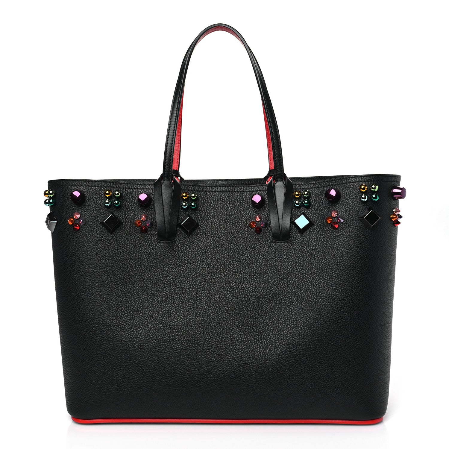 Christian Louboutin Calfskin Empire Spike Studded East West Cabata Tote Black Multicolor 1 of 9