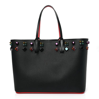 Christian Louboutin Calfskin Empire Spike Studded East West Cabata Tote Black Multicolor 1 of 9