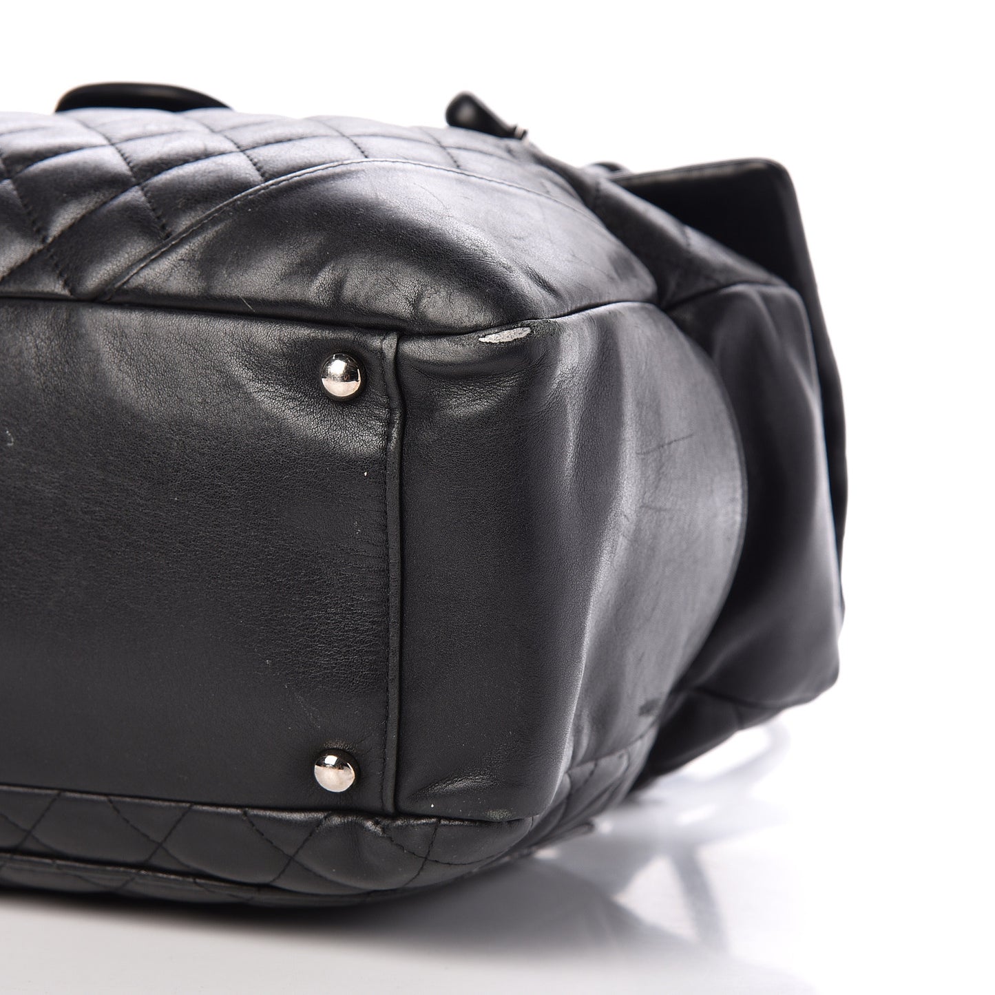 Calfskin Quilted Large Cambon Flap Black