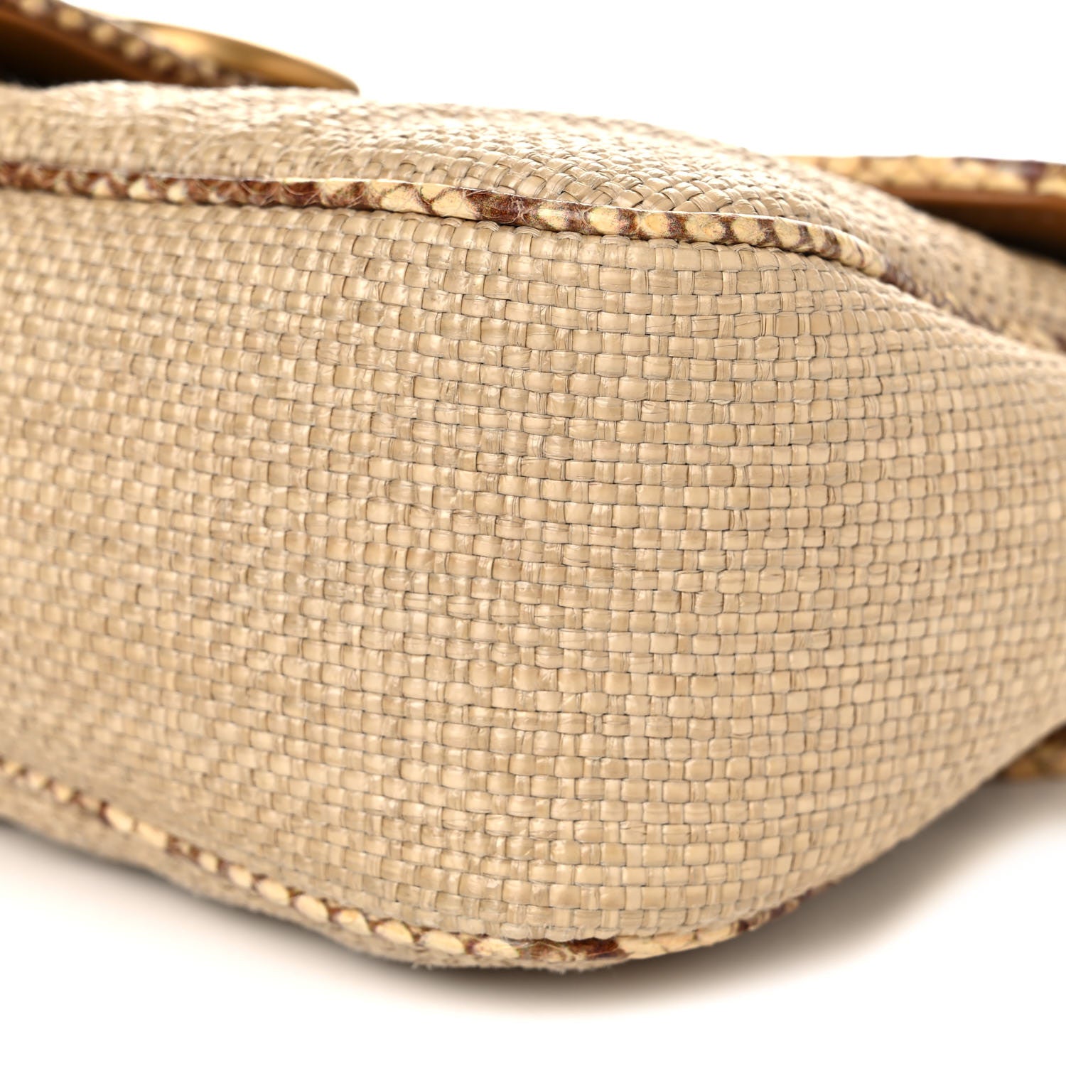 Gucci Raffia Elaphe Matelasse Small GG Marmont Shoulder Bag Natural Cream Brown 9 of 15