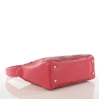 Chanel Lambskin Small CC Stitched Shoulder Bag Red Pink 4 of 7