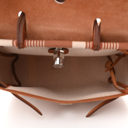 Hermes Vache Hunter Toile H Vibration Herbag Zip Retourne 31 PM Fauve Ecru Beige 6 of 14
