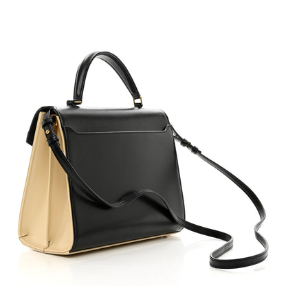 Saint Laurent Smooth Shiny Calfskin Medium Classic Monogram Cassandra Top Handle Black Crema Soft 3 of 12