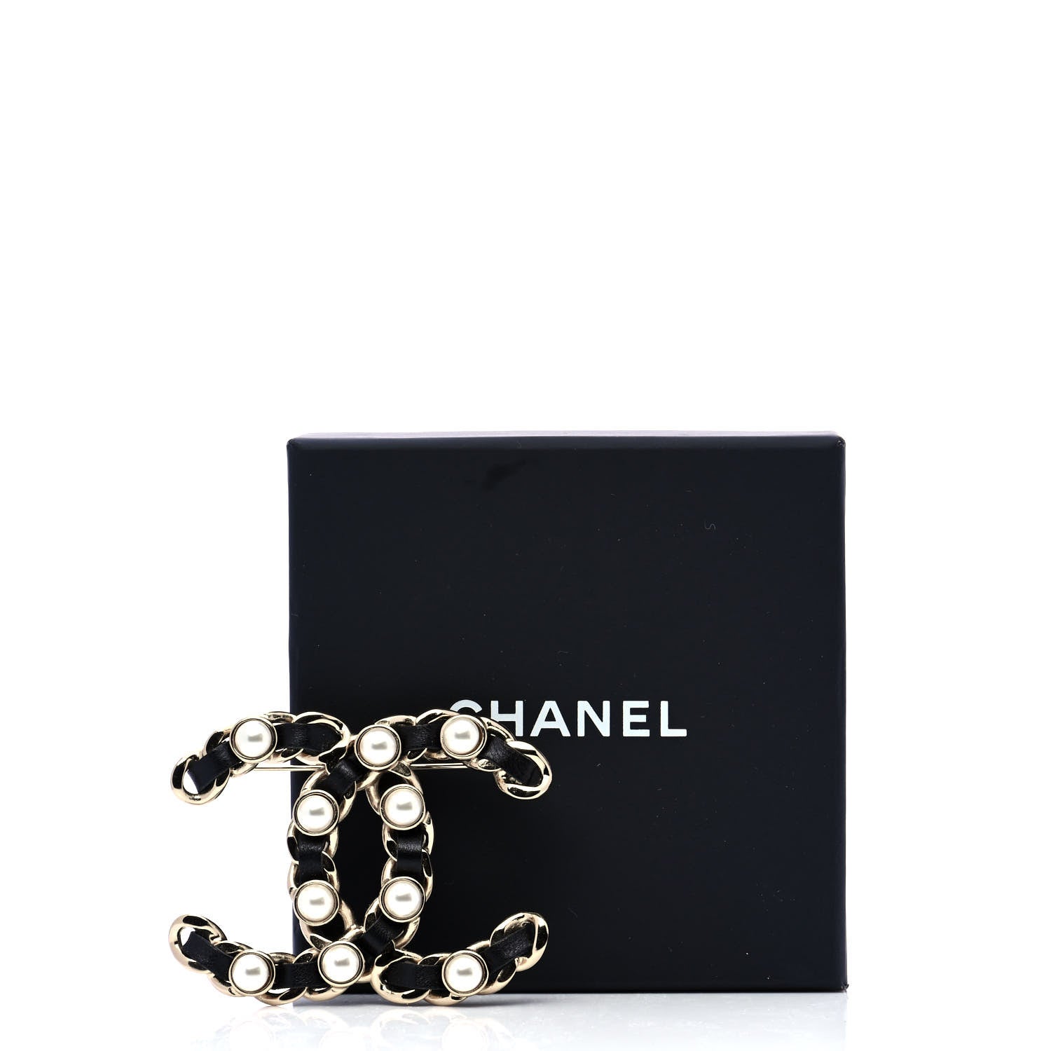 Chanel Lambskin Pearl CC Chain Brooch Black Gold 4 of 4
